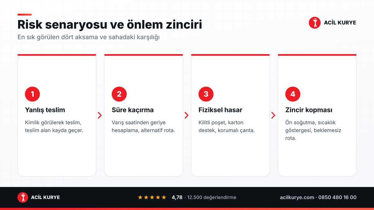 Evrak ve numune taşımada risk zinciri: yanlış teslim, süre kaçırma, fiziksel hasar ve soğuk zincir kopması